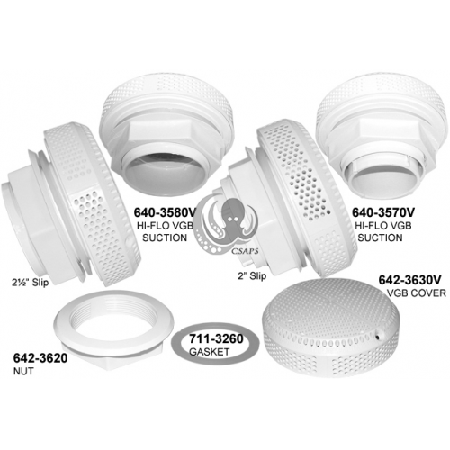 Waterway Super Hi-Flo Suction Fitting – 2" Slip Spa Wall Fitting (SKU 640-3570V)