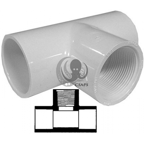 Tee Fitting – 2" Slip x 2" Slip x 3/4" FPT PVC Plumbing Tee