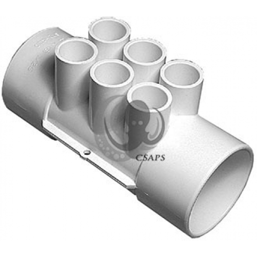 Waterway Manifold 2" S x 2" S with Six 1/2" Barbs – Spa Plumbing Distribution Manifold (SKU 672-4110)