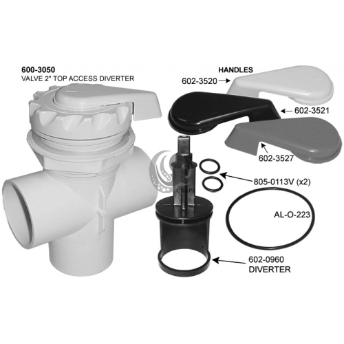 Waterway 3-Way Diverter Valve – 600-3057 Grey 2" Valve for Pool & Spa